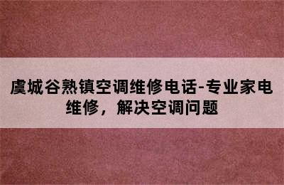 虞城谷熟镇空调维修电话-专业家电维修，解决空调问题