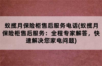 蚁揽月保险柜售后服务电话(蚁揽月保险柜售后服务：全程专家解答，快速解决您家电问题)