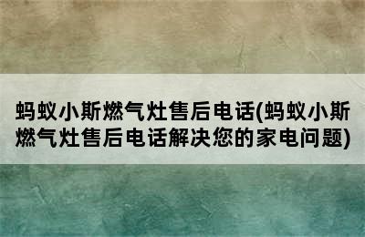 蚂蚁小斯燃气灶售后电话(蚂蚁小斯燃气灶售后电话解决您的家电问题)