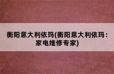 衡阳意大利依玛(衡阳意大利依玛：家电维修专家)