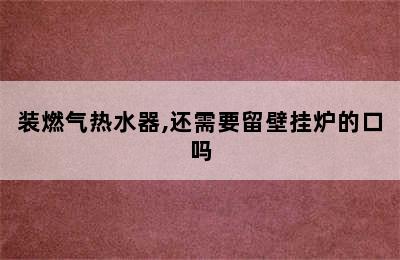 装燃气热水器,还需要留壁挂炉的口吗