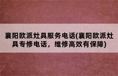 襄阳欧派灶具服务电话(襄阳欧派灶具专修电话，维修高效有保障)