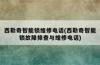 西勒奇智能锁维修电话(西勒奇智能锁故障排查与维修电话)