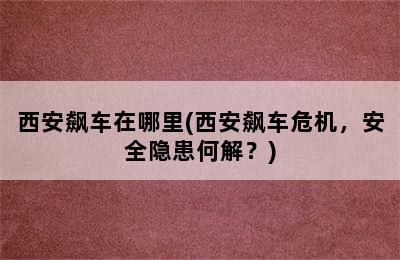 西安飙车在哪里(西安飙车危机，安全隐患何解？)