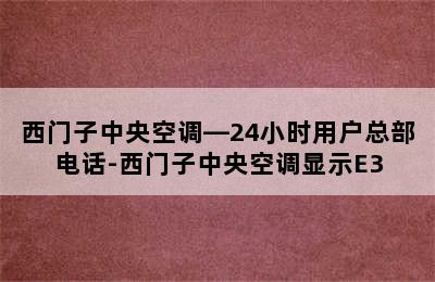 西门子中央空调—24小时用户总部电话-西门子中央空调显示E3