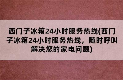 西门子冰箱24小时服务热线(西门子冰箱24小时服务热线，随时呼叫解决您的家电问题)