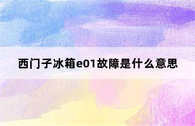 西门子冰箱e01故障是什么意思