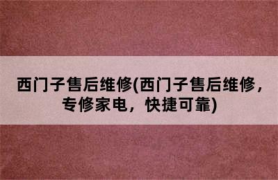 西门子售后维修(西门子售后维修，专修家电，快捷可靠)