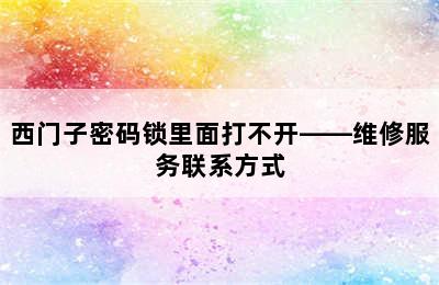 西门子密码锁里面打不开——维修服务联系方式