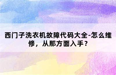 西门子洗衣机故障代码大全-怎么维修，从那方面入手？