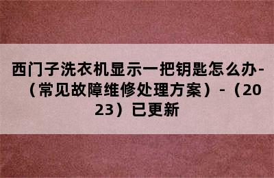 西门子洗衣机显示一把钥匙怎么办-（常见故障维修处理方案）-（2023）已更新