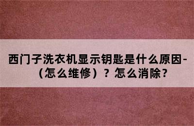 西门子洗衣机显示钥匙是什么原因-（怎么维修）？怎么消除？