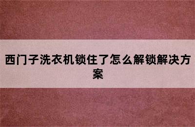 西门子洗衣机锁住了怎么解锁解决方案