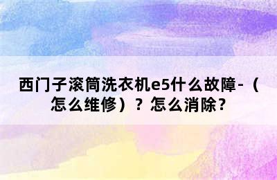 西门子滚筒洗衣机e5什么故障-（怎么维修）？怎么消除？