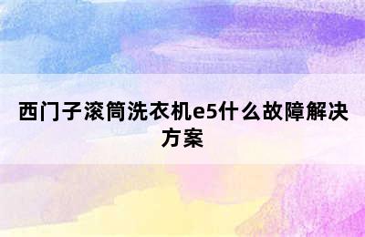 西门子滚筒洗衣机e5什么故障解决方案