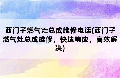 西门子燃气灶总成维修电话(西门子燃气灶总成维修，快速响应，高效解决)