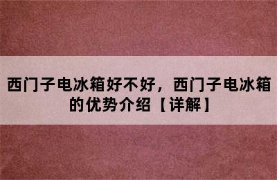 西门子电冰箱好不好，西门子电冰箱的优势介绍【详解】