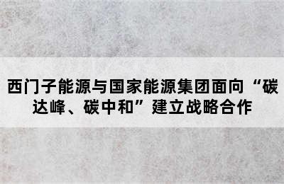 西门子能源与国家能源集团面向“碳达峰、碳中和”建立战略合作