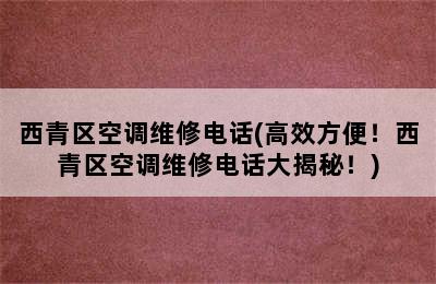 西青区空调维修电话(高效方便！西青区空调维修电话大揭秘！)