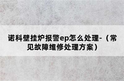 诺科壁挂炉报警ep怎么处理-（常见故障维修处理方案）