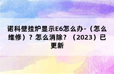 诺科壁挂炉显示E6怎么办-（怎么维修）？怎么消除？（2023）已更新