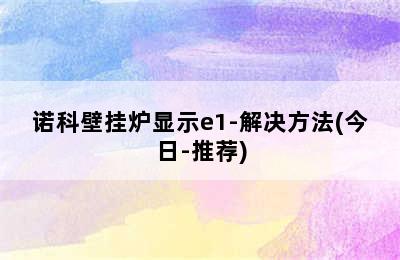 诺科壁挂炉显示e1-解决方法(今日-推荐)