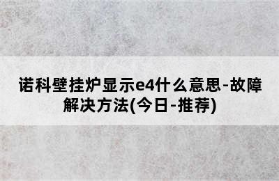 诺科壁挂炉显示e4什么意思-故障解决方法(今日-推荐)