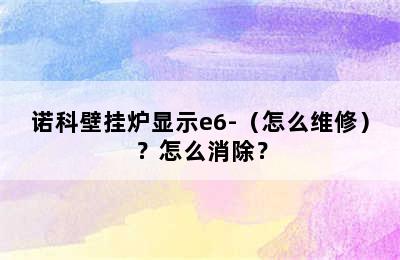 诺科壁挂炉显示e6-（怎么维修）？怎么消除？