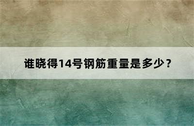 谁晓得14号钢筋重量是多少？