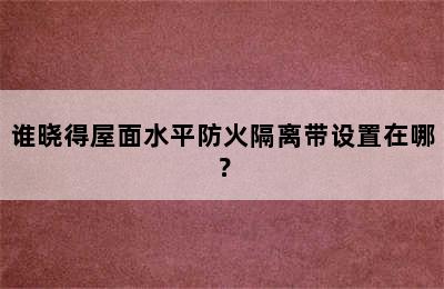 谁晓得屋面水平防火隔离带设置在哪？