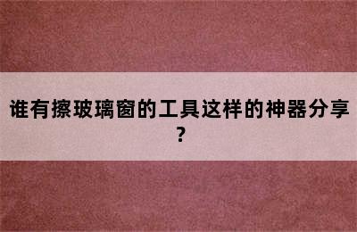 谁有擦玻璃窗的工具这样的神器分享？