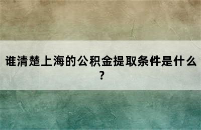 谁清楚上海的公积金提取条件是什么？