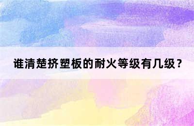 谁清楚挤塑板的耐火等级有几级？