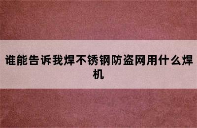 谁能告诉我焊不锈钢防盗网用什么焊机