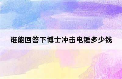 谁能回答下博士冲击电锤多少钱