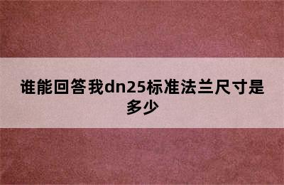 谁能回答我dn25标准法兰尺寸是多少