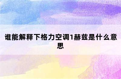 谁能解释下格力空调1赫兹是什么意思