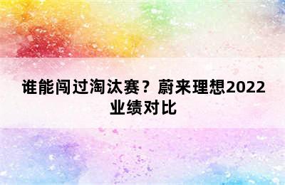 谁能闯过淘汰赛？蔚来理想2022业绩对比