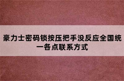 豪力士密码锁按压把手没反应全国统一各点联系方式