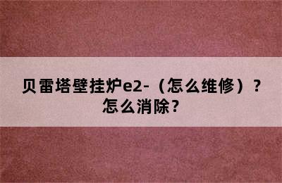 贝雷塔壁挂炉e2-（怎么维修）？怎么消除？