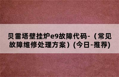 贝雷塔壁挂炉e9故障代码-（常见故障维修处理方案）(今日-推荐)