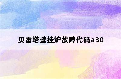 贝雷塔壁挂炉故障代码a30