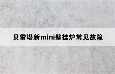 贝雷塔新mini壁挂炉常见故障