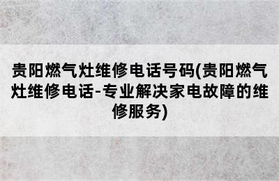 贵阳燃气灶维修电话号码(贵阳燃气灶维修电话-专业解决家电故障的维修服务)