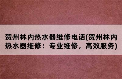 贺州林内热水器维修电话(贺州林内热水器维修：专业维修，高效服务)