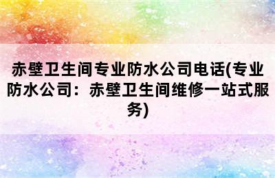 赤壁卫生间专业防水公司电话(专业防水公司：赤壁卫生间维修一站式服务)