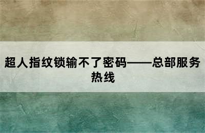 超人指纹锁输不了密码——总部服务热线