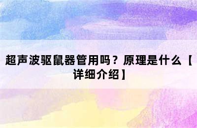 超声波驱鼠器管用吗？原理是什么【详细介绍】