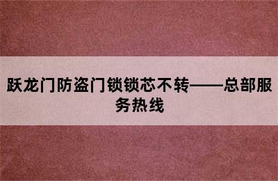 跃龙门防盗门锁锁芯不转——总部服务热线