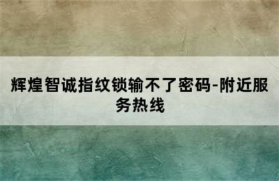 辉煌智诚指纹锁输不了密码-附近服务热线